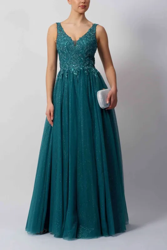 Petrol Ball Gown Dress - Mascara MC11346 sold by Cargo