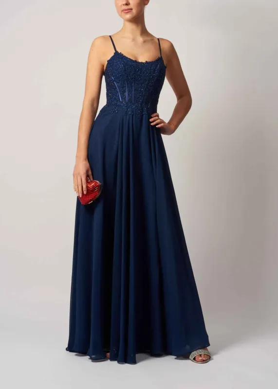 Mascara London MC119321 Navy Chiffon Gown sold by Cargo