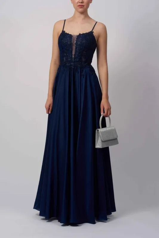 Mascara MC192045 Navy Corset Cross Back Dress sold by Cargo