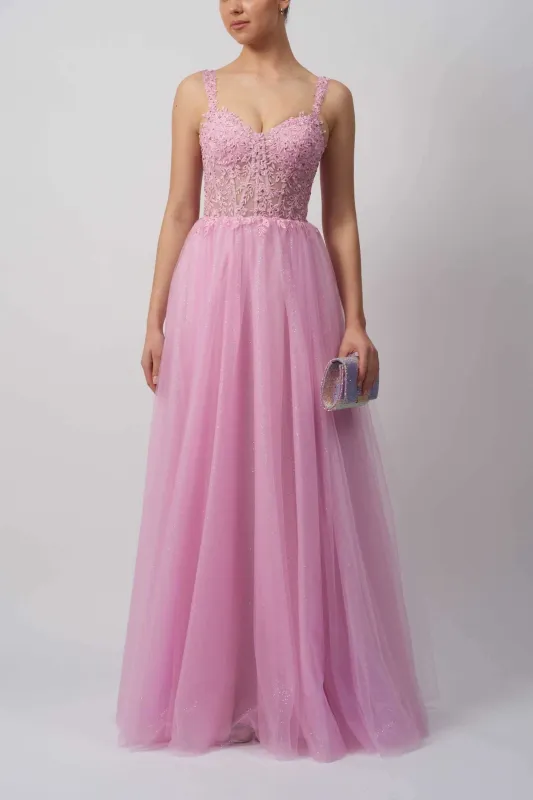 Elegant Pink Tulle Prom Gown – Mascara MC11347 sold by Cargo