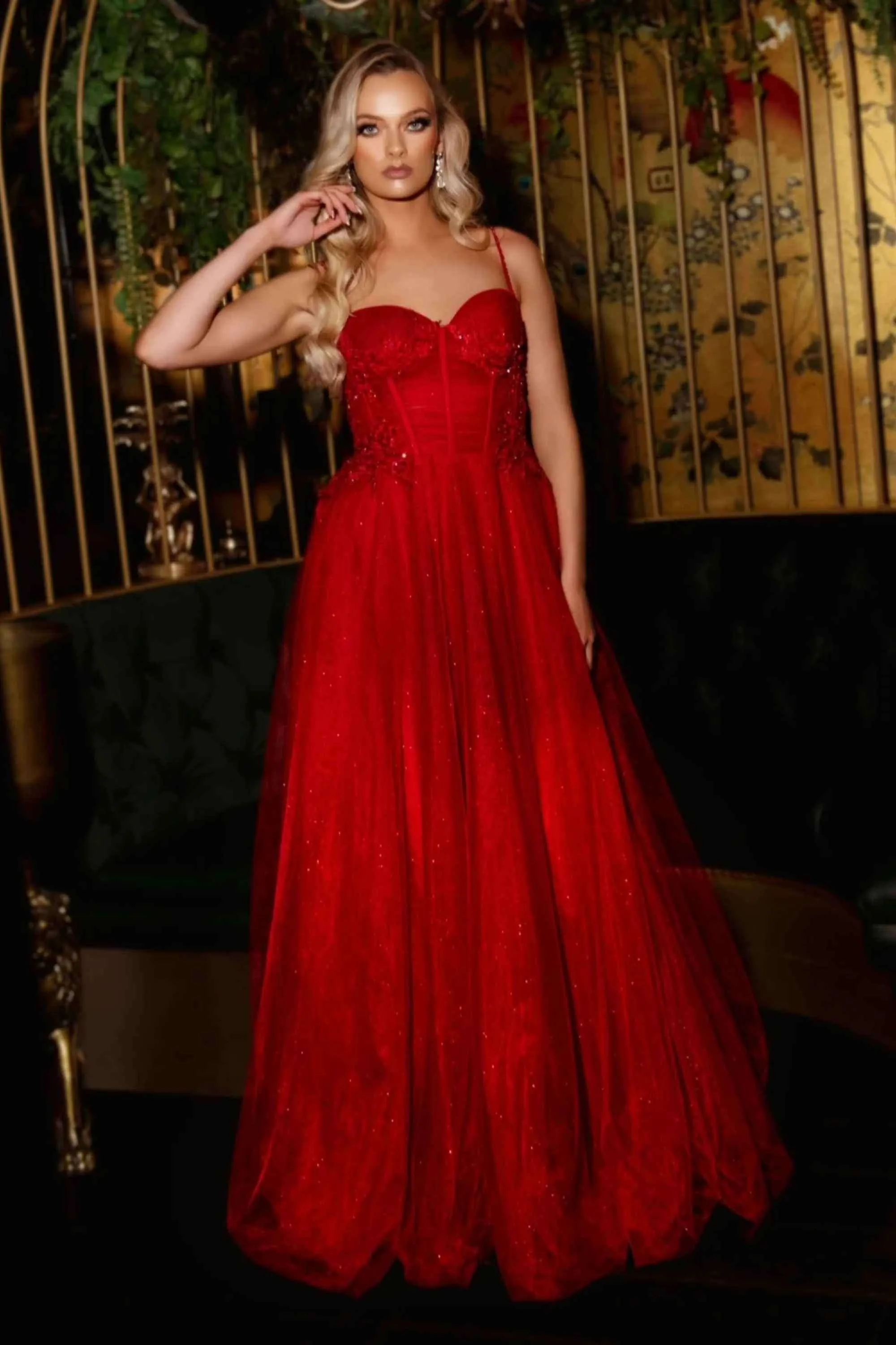 Lulu - Red Tulle Full Skirted Prom Dress - To The Nines sold by Cargo