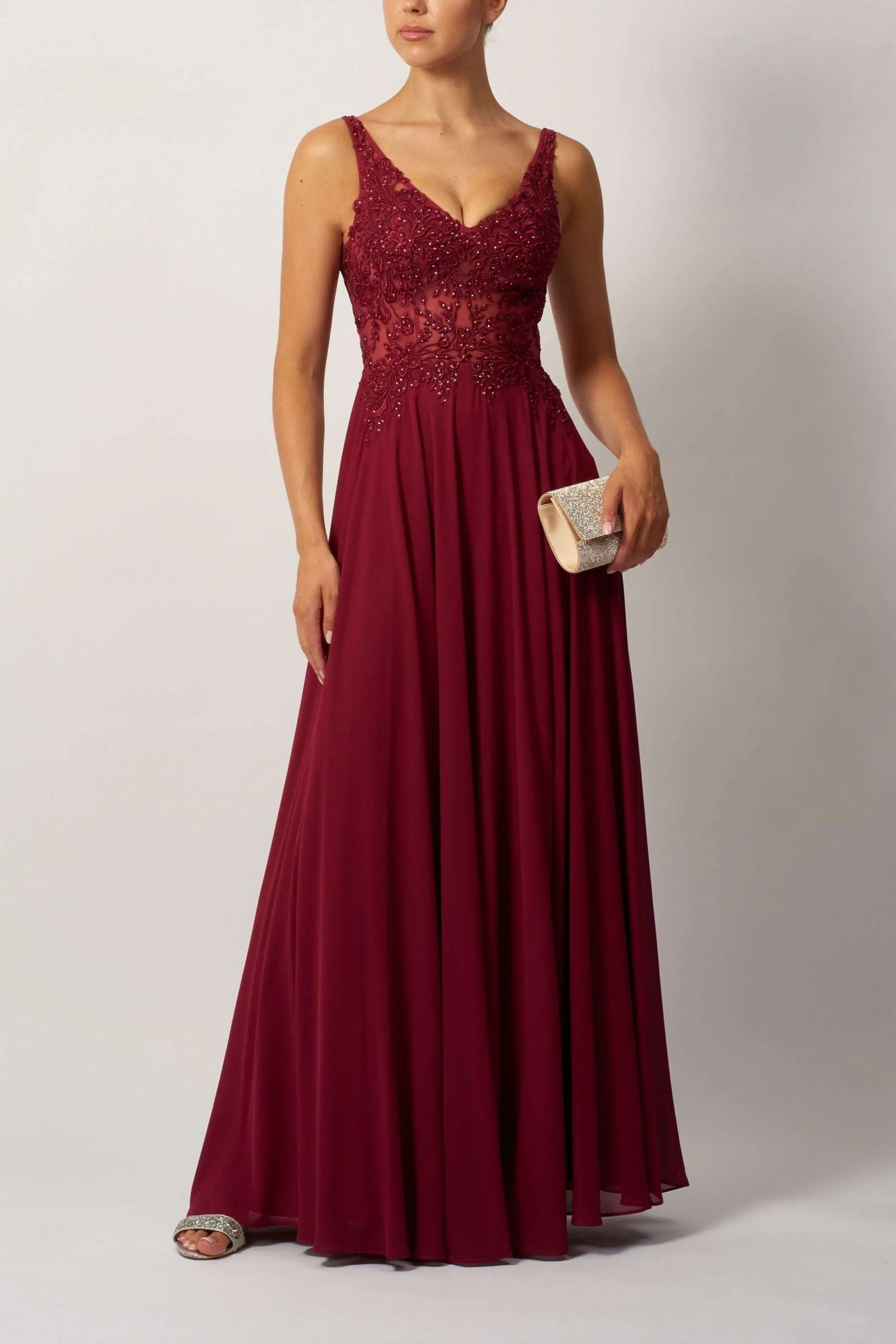 Mascara MC119441 Berry Chiffon Gown sold by Cargo