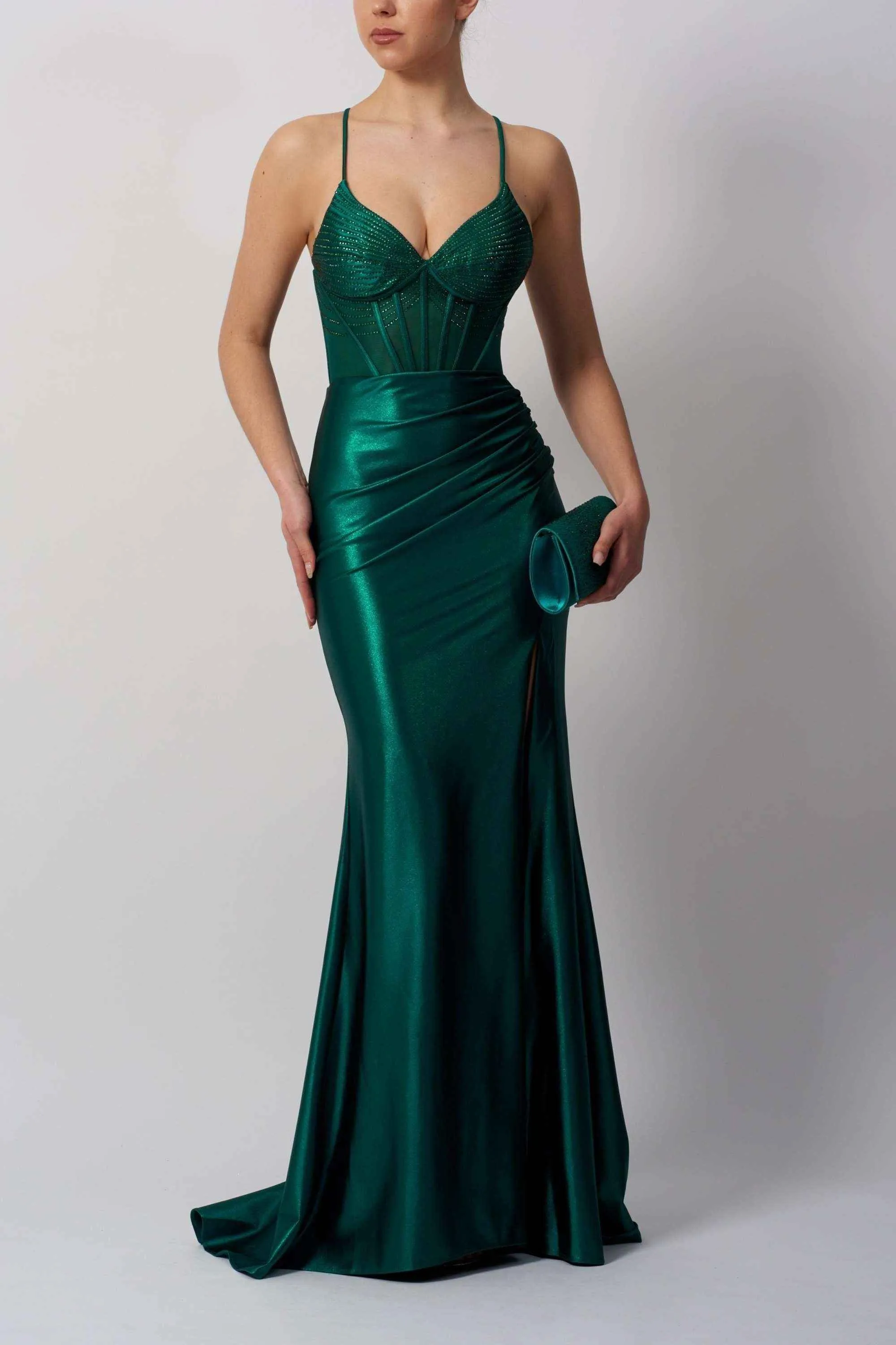 Mascara London MC19445 Forest Green Beaded Jersey Gown sold by Cargo