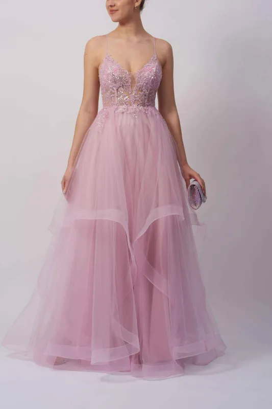 Mascara MC11341 Pink Tulle Evening Dress sold by Cargo