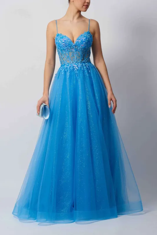 Mascara London MC11348 Powder Blue Tulle Gown sold by Cargo