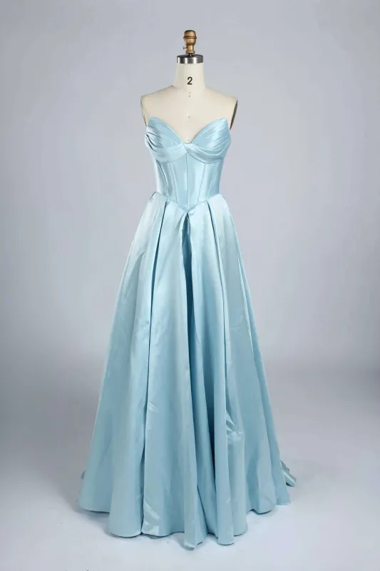 Jessica Stuart Light Blue Satin Phoebe Prom Gown sold by Cargo