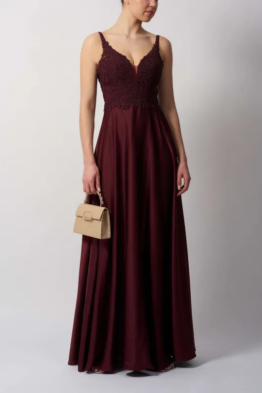 Satin Burgundy Evening Gown by Mascara MC124410 sold by Cargo