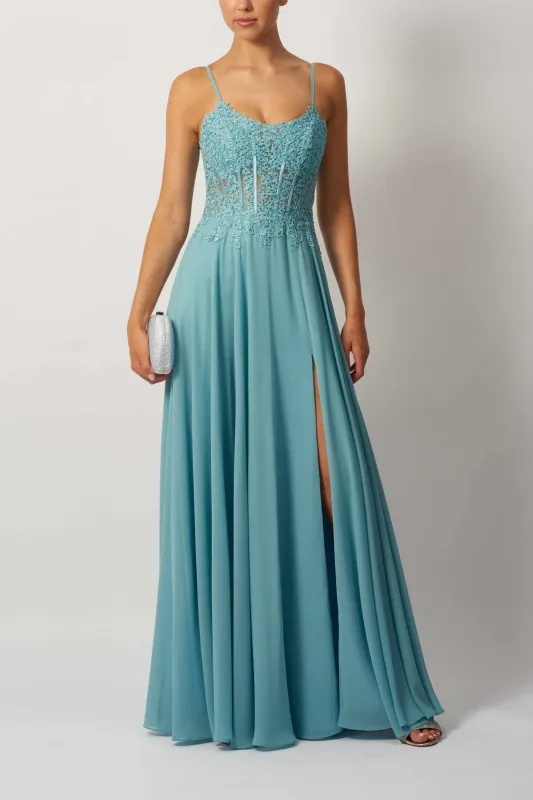 Mascara London MC119321 Chambray Chiffon Gown made by Cargo