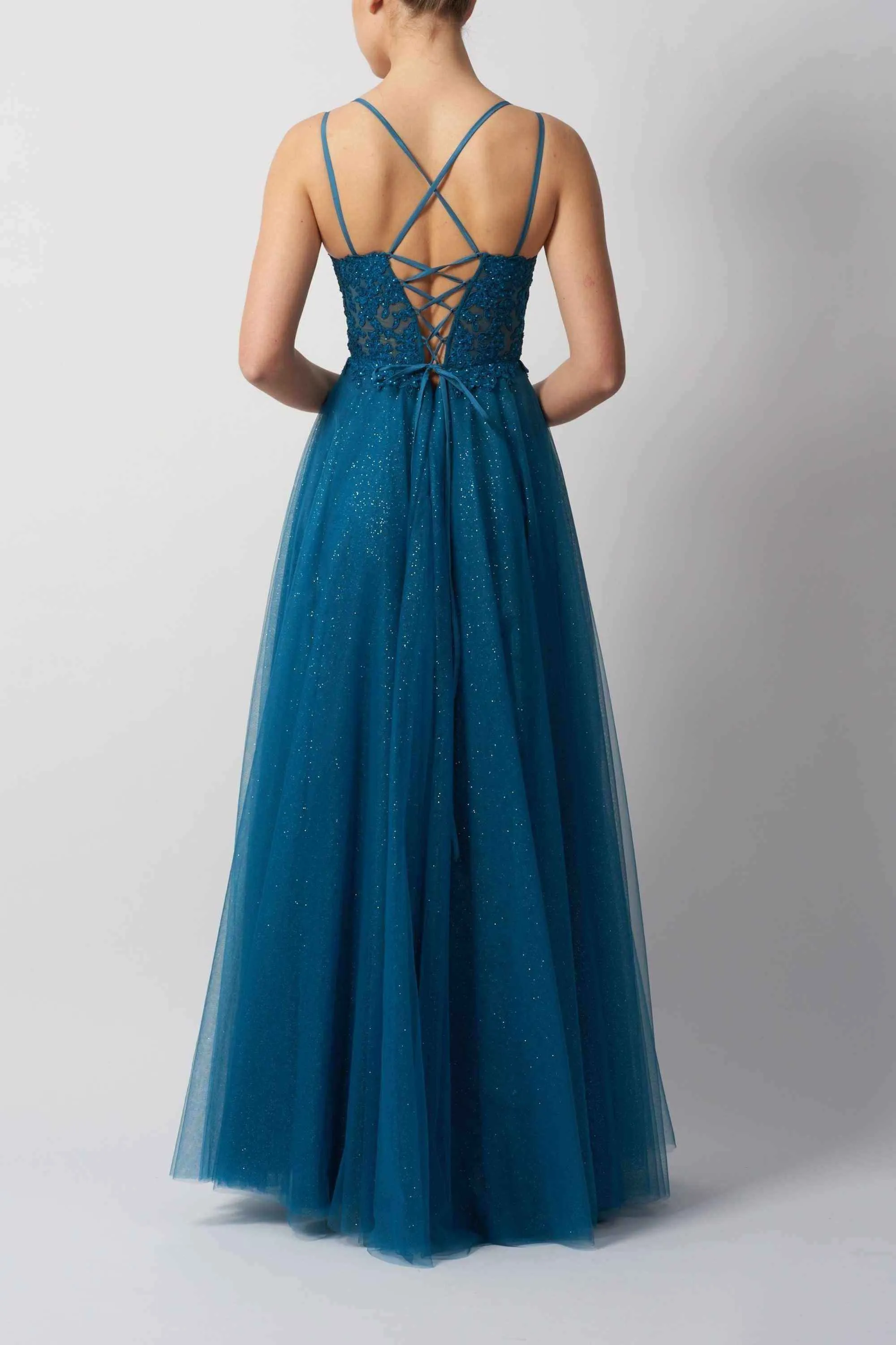 Mascara MC124431 Tie Back Petrol Tulle Ballgown sold by Cargo product image thumbnail 2