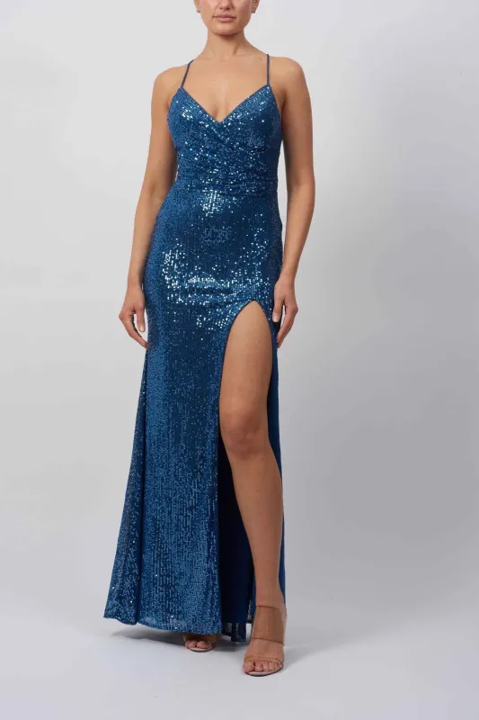 Mascara Mc1825030 Steele Blue Sequin Dress sold by Cargo
