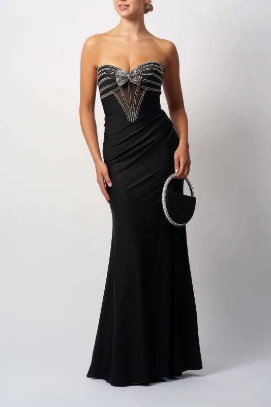 Mascara MC113433 Diamond Bow Black Jersey Gown made by Cargo