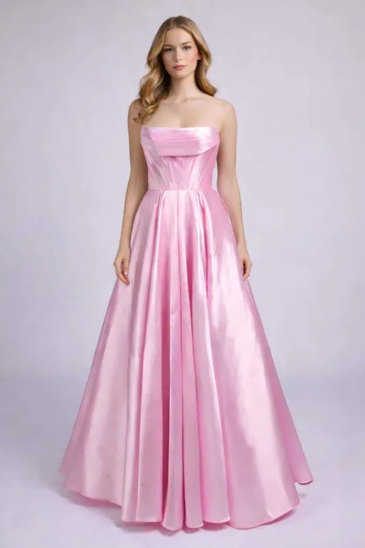 Carmen Sweet Pink Satin Ball Gown with Pockets sold by Cargo
