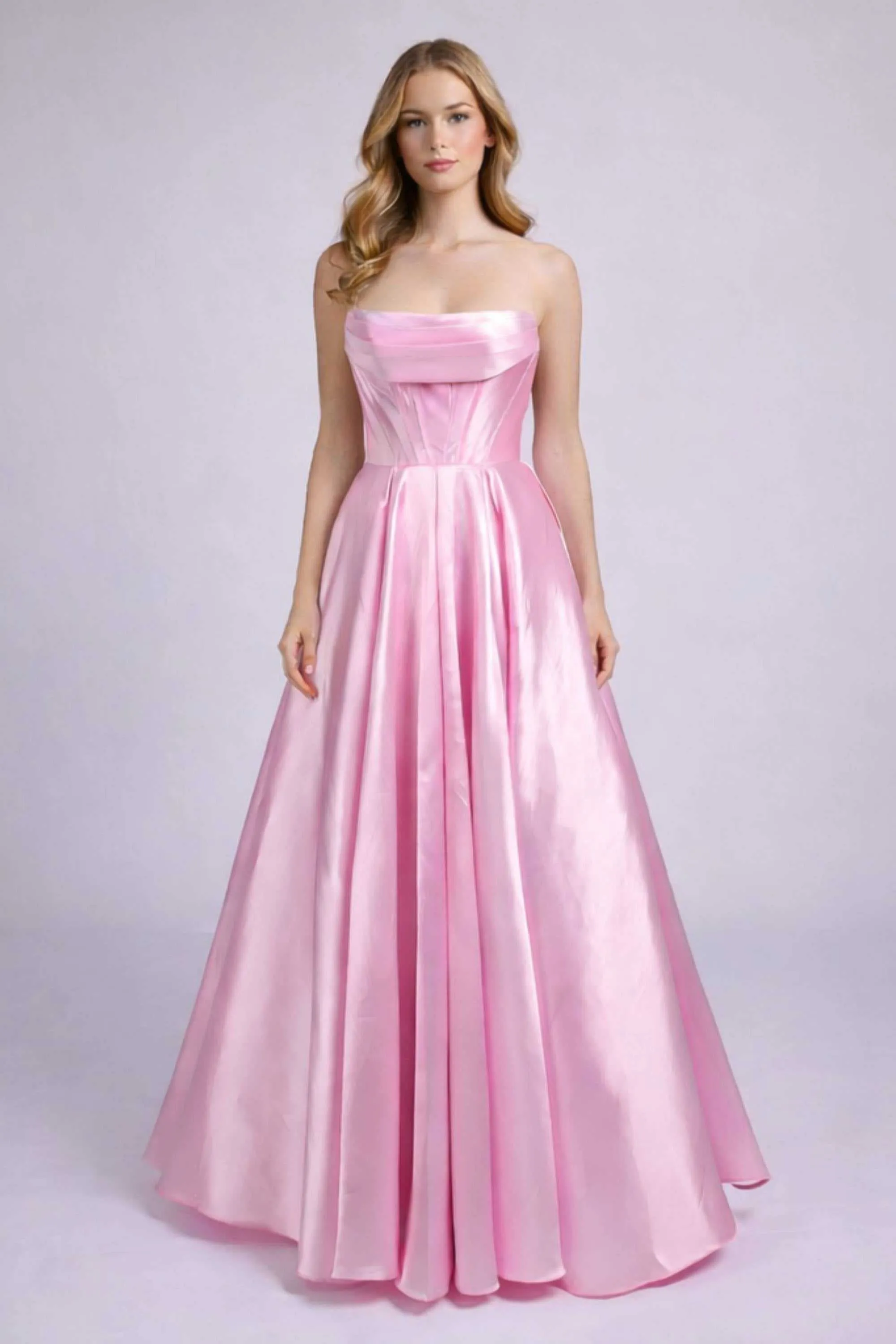 Carmen Sweet Pink Satin Ball Gown with Pockets sold by Cargo