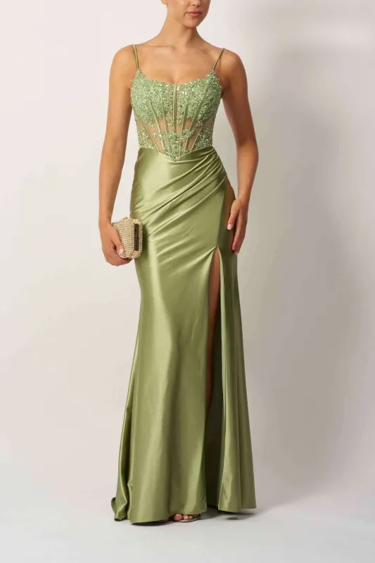 Mascara MC11521 Olive Corset Satin Prom Dress sold by Cargo
