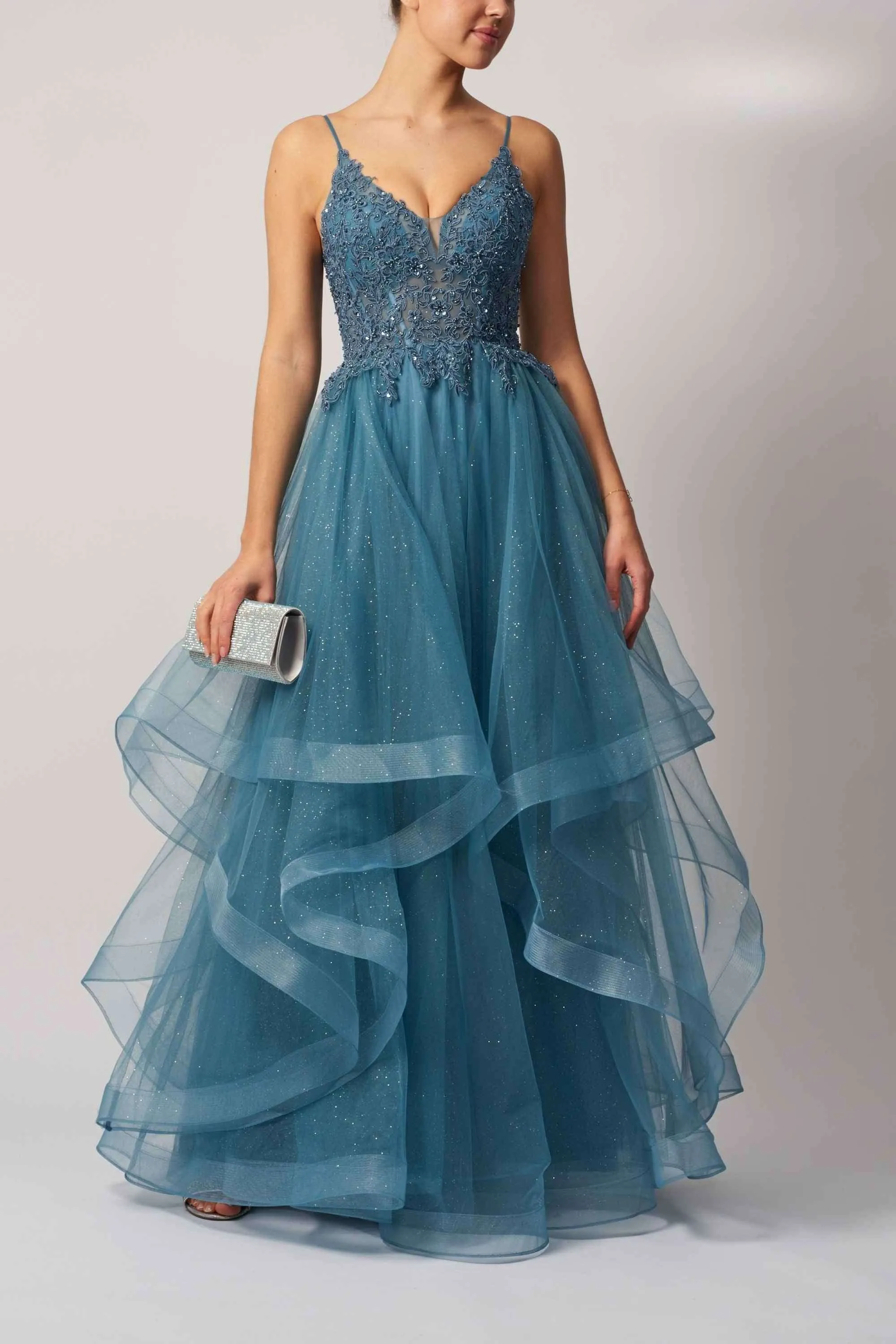 Mascara MC12345 Chambray Big Tulle Prom Dress sold by Cargo