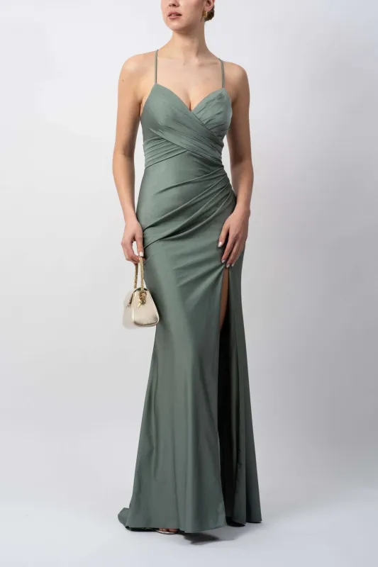 Mascara MC195113 Moss Cross Pleat Jersey Dress made by Cargo