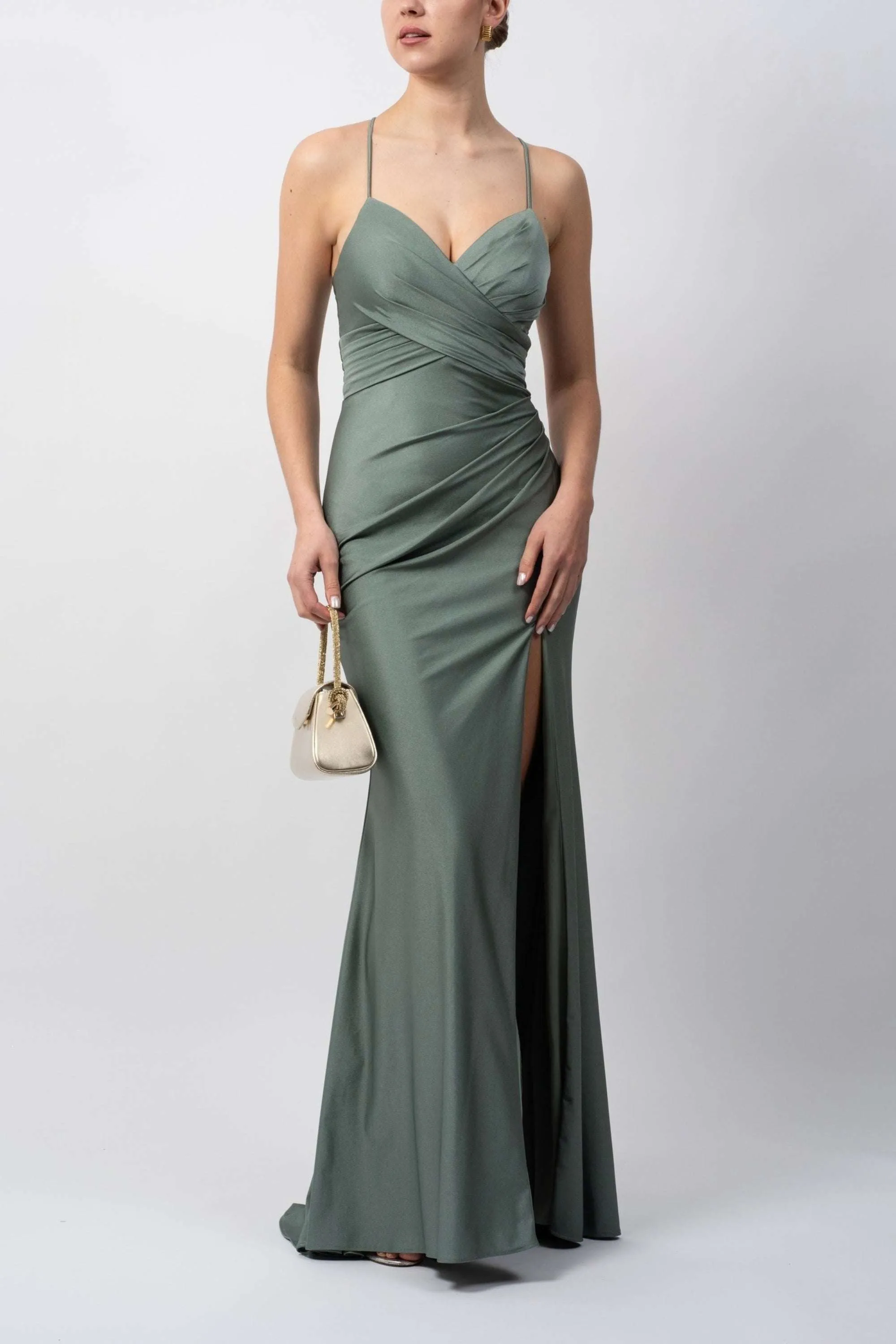 Mascara MC195113 Moss Cross Pleat Jersey Dress sold by Cargo