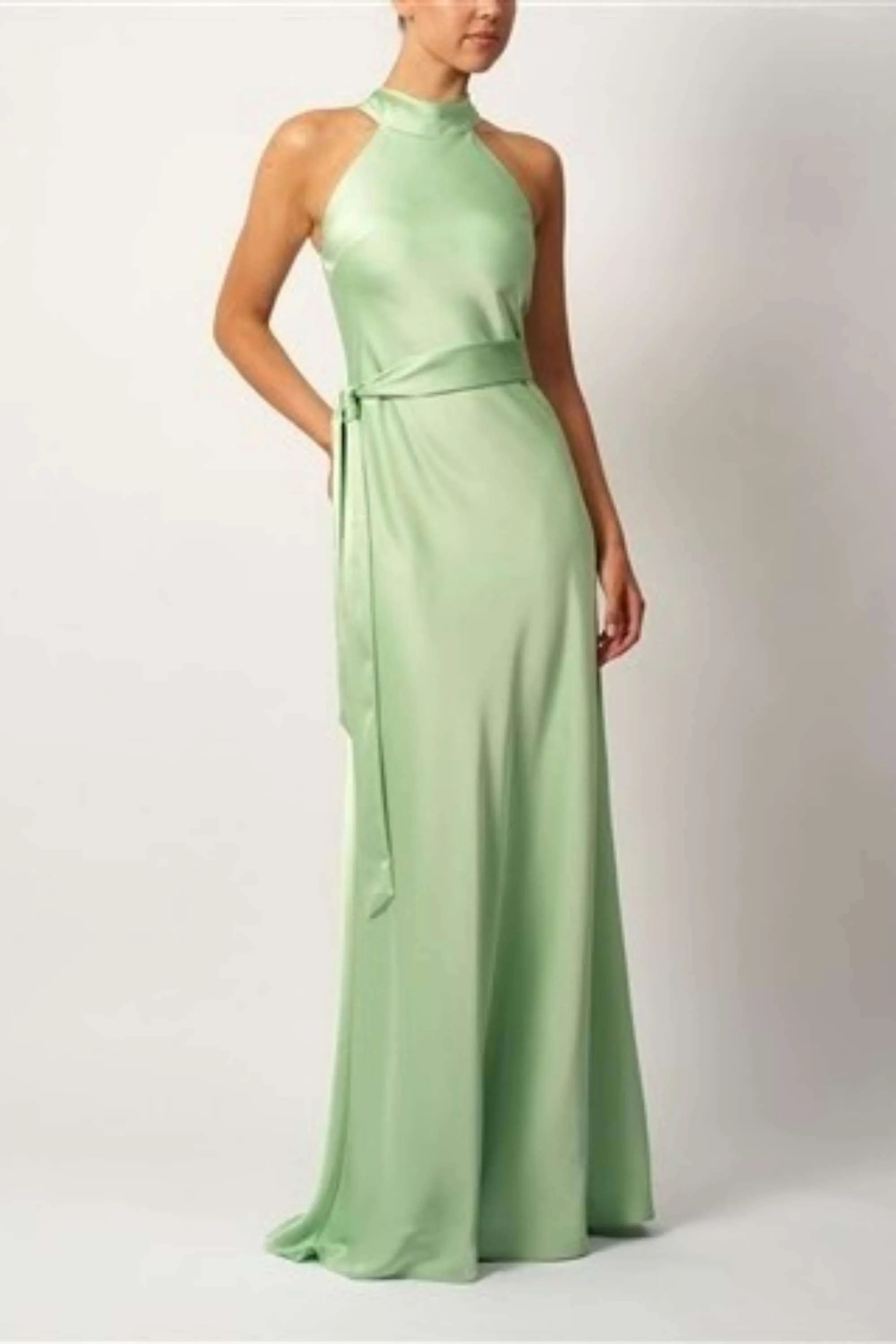 Mascara MC19525 Pistachio Side Bow Satin Dress sold by Cargo