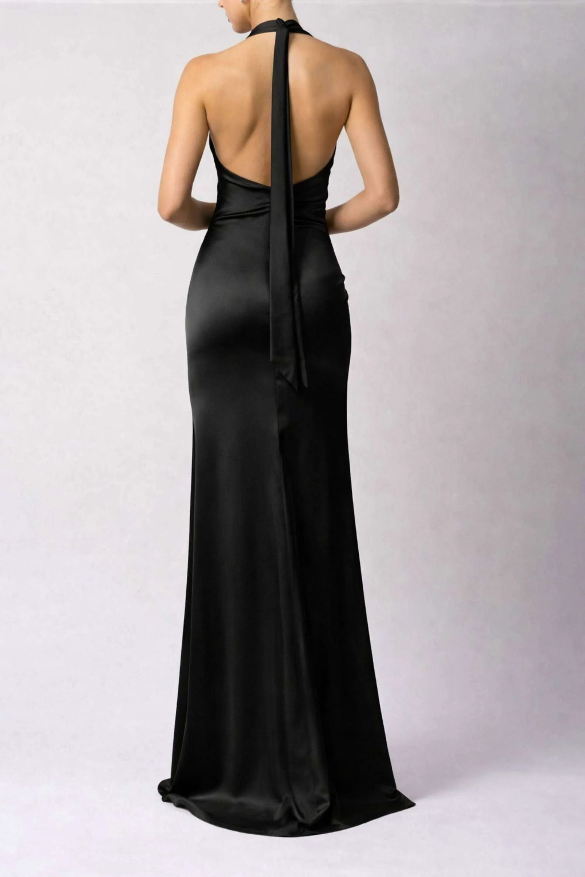 Mascara MC19527 Black Tie Back Satin Dress sold by Cargo product image thumbnail 2