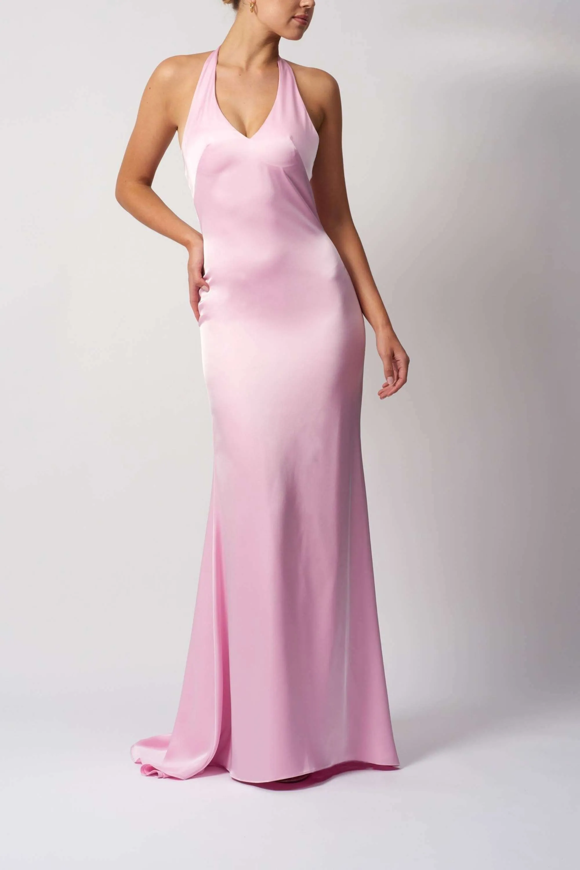 Mascara MC19527 Pink Tie Back Satin Dress sold by Cargo