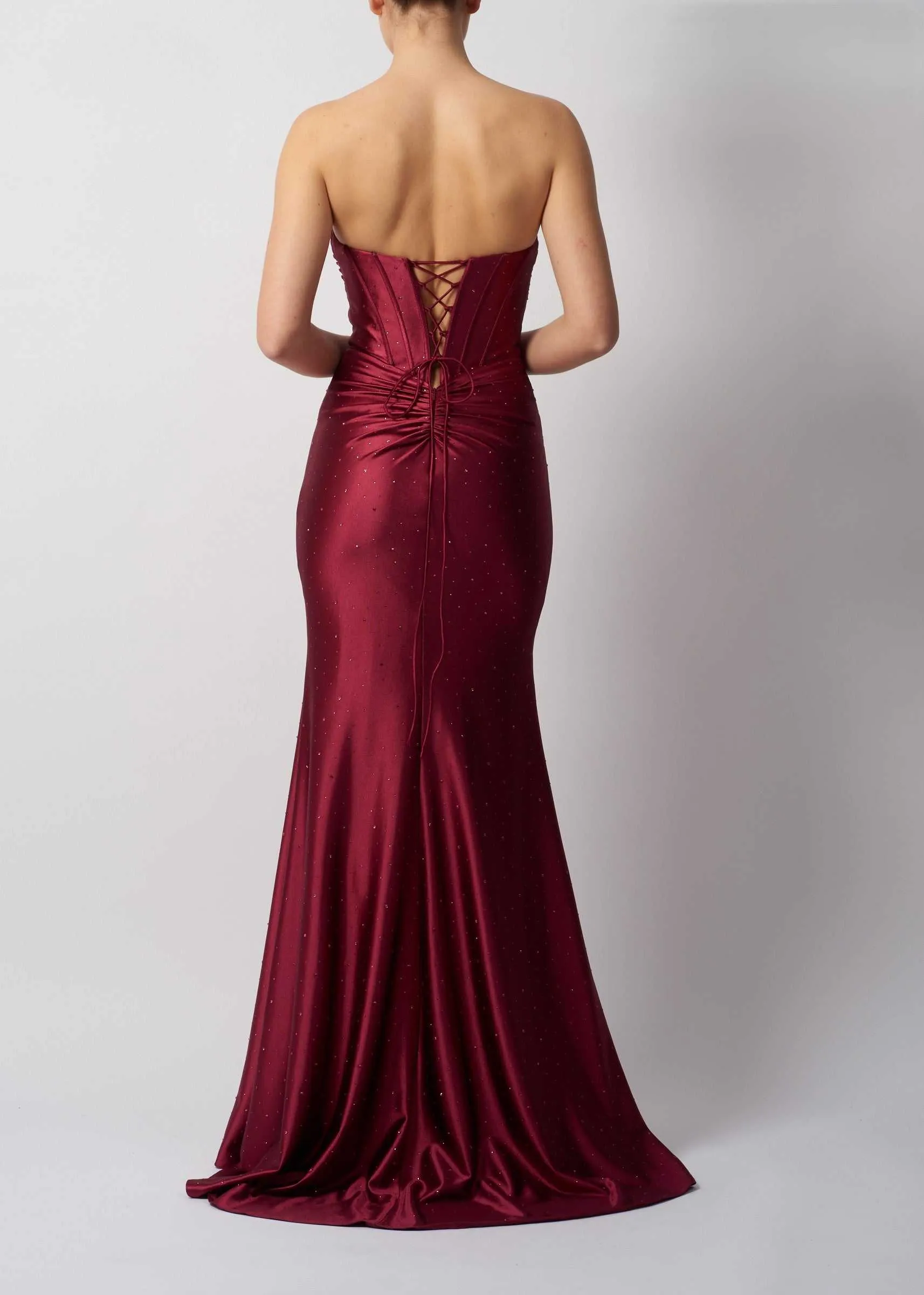Strapless Wine Satin Prom Dress - Mascara London MC11516 sold by Cargo product image thumbnail 2