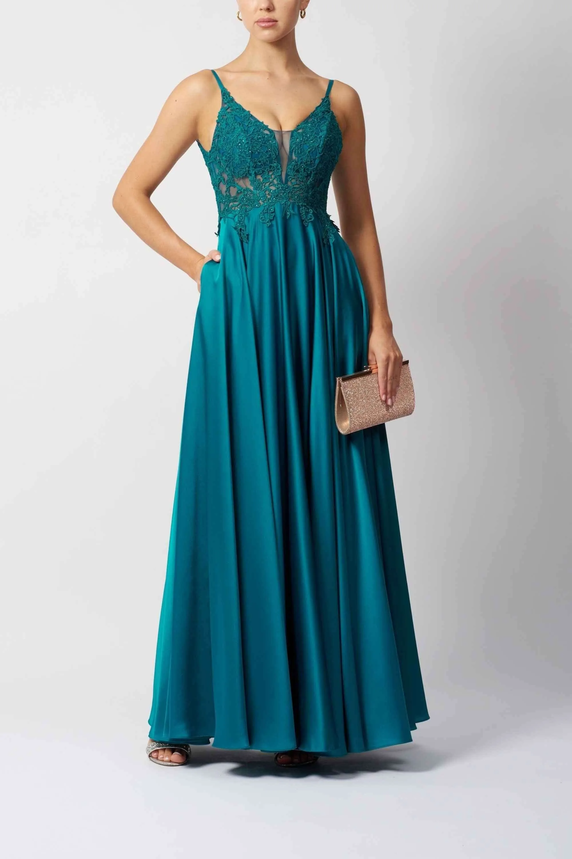 Mascara MC12204 Teal Evening Gown sold by Cargo