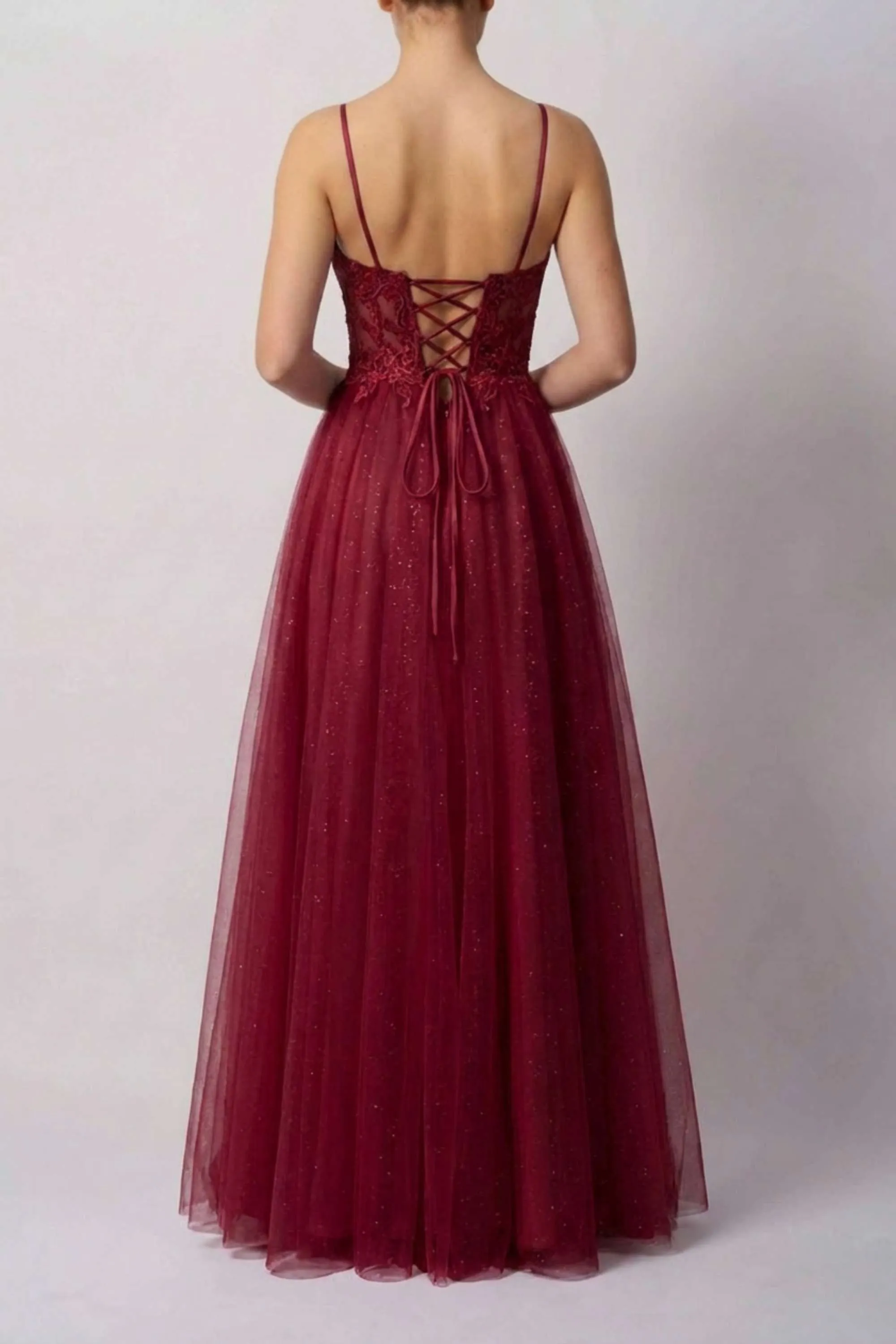 Mascara MC1825042 Wine Cross Belt Tulle Gown sold by Cargo product image thumbnail 2
