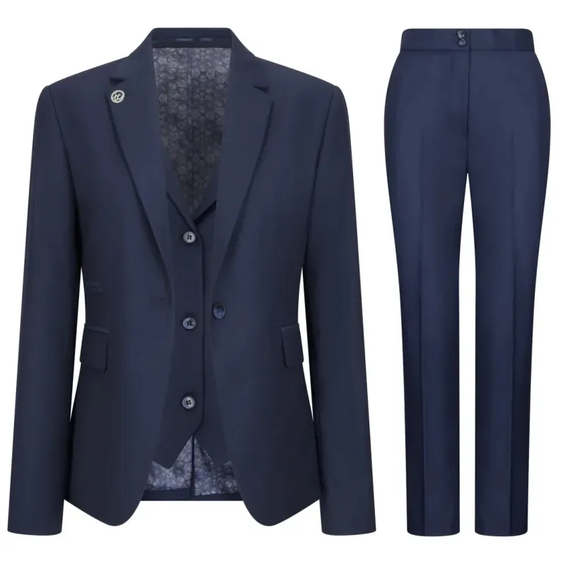 TPW-14 - Women's 3 Piece Plain Navy Blue Suit made by Tru Clothing