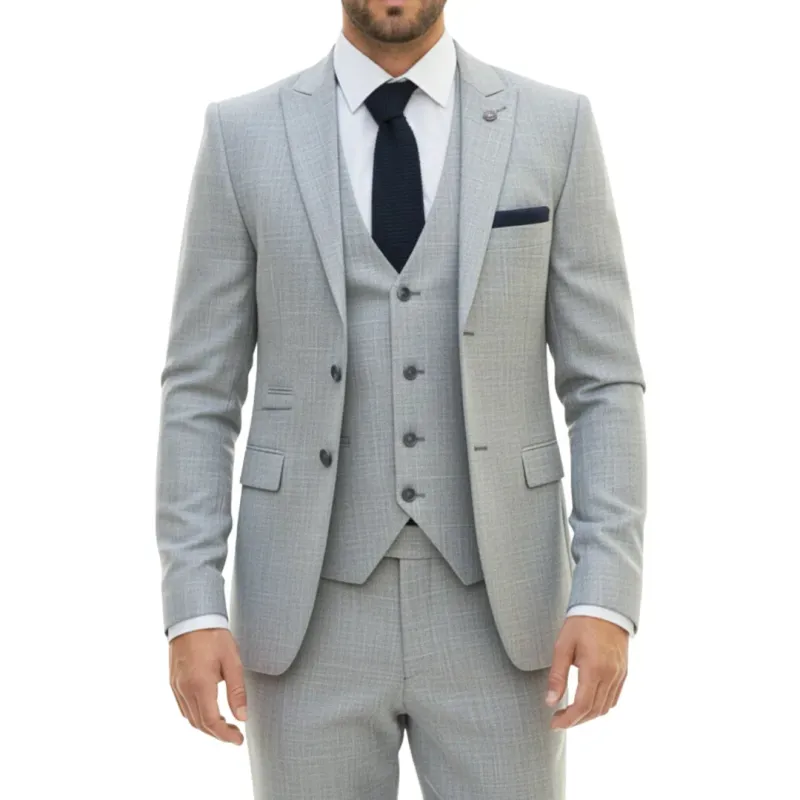 IM33 - Men's 3 Piece Grey Tailored Fit Suit made by Tru Clothing