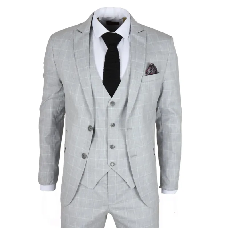 IM3 - Men's Grey Checked Tailored Fit Suit made by Tru Clothing