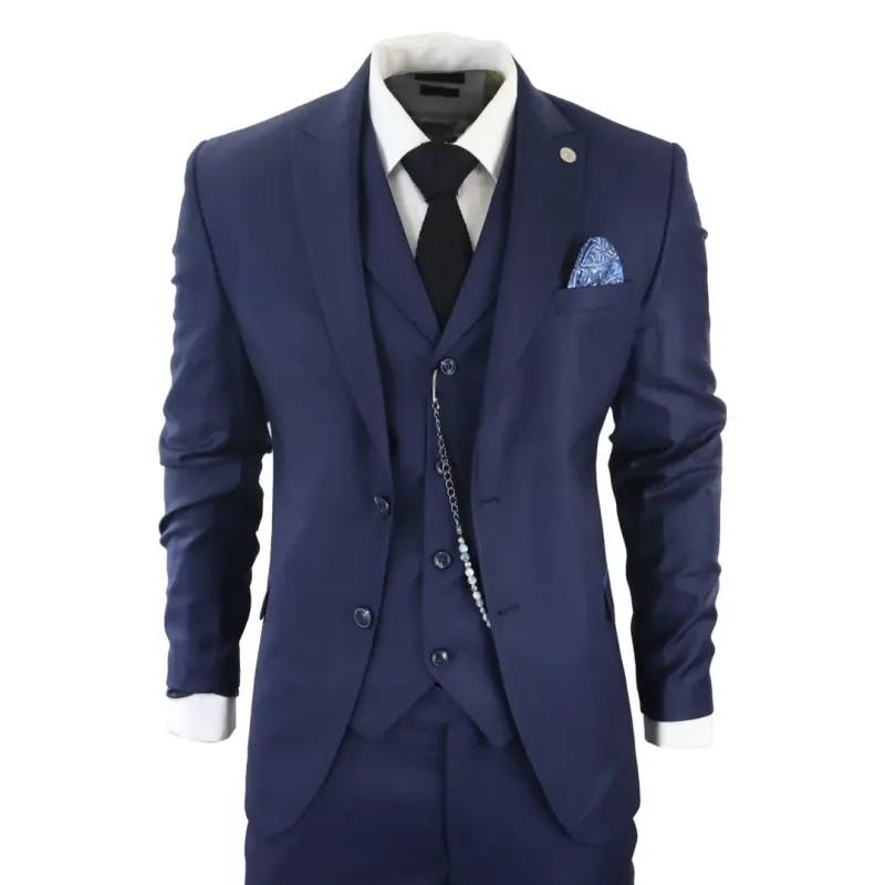 James - Men's 3 Piece Navy Blue Suit made by Tru Clothing