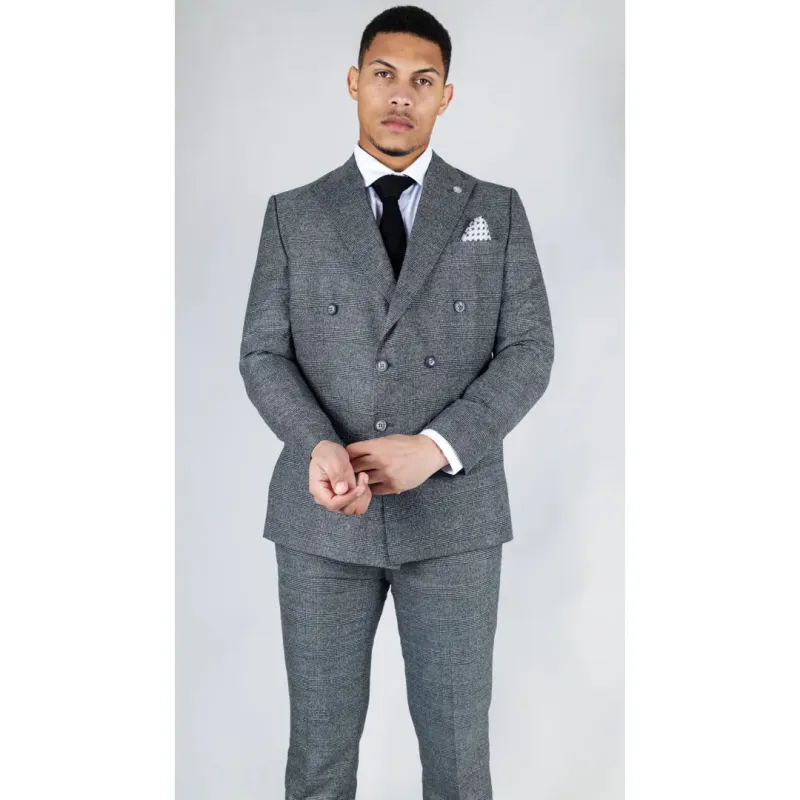 STZ90 - Men's Grey Double Breasted 2 Piece Suit made by Tru Clothing