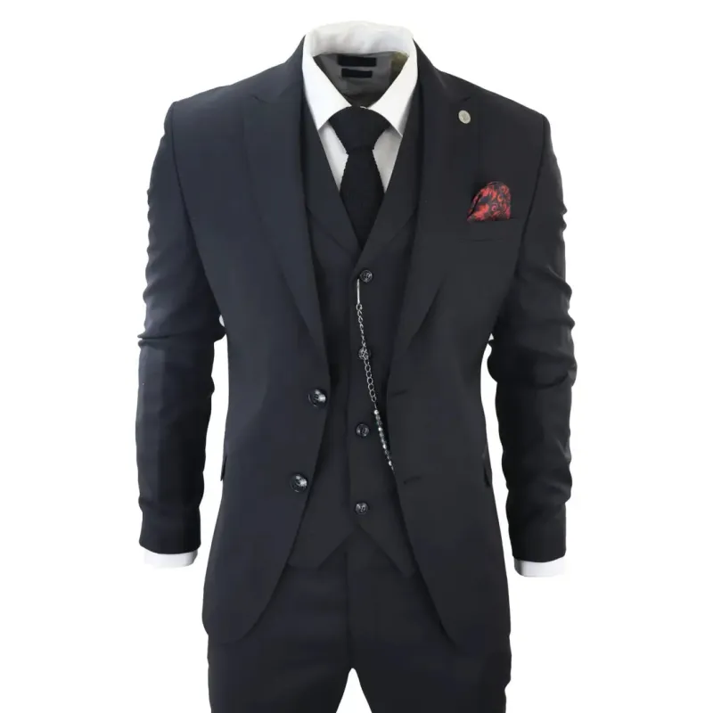 James - Men's Classic 3 Piece Black Suit made by Tru Clothing