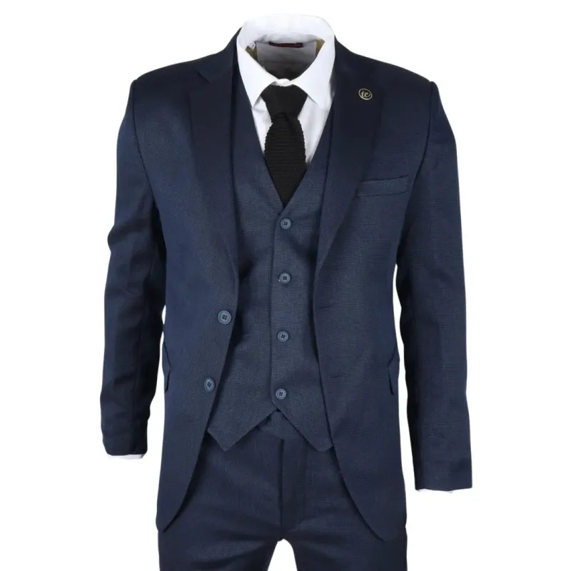 IM07 - Men's 3 Piece Navy Blue Classic Suit made by Tru Clothing