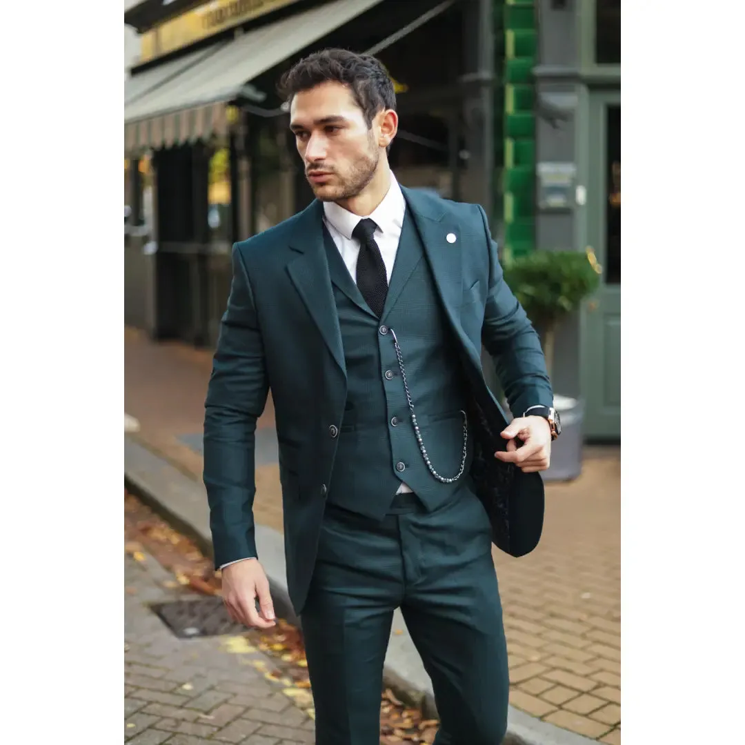 AK-07 - Men's 3 Piece Olive Check Suit sold by Cargo product image thumbnail 2