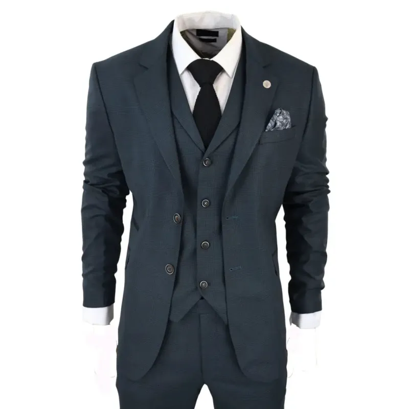 AK-07 - Men's 3 Piece Olive Check Suit made by Tru Clothing