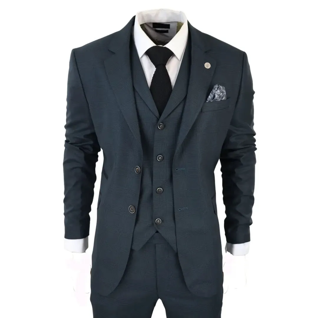 AK-07 - Men's 3 Piece Olive Check Suit sold by Cargo
