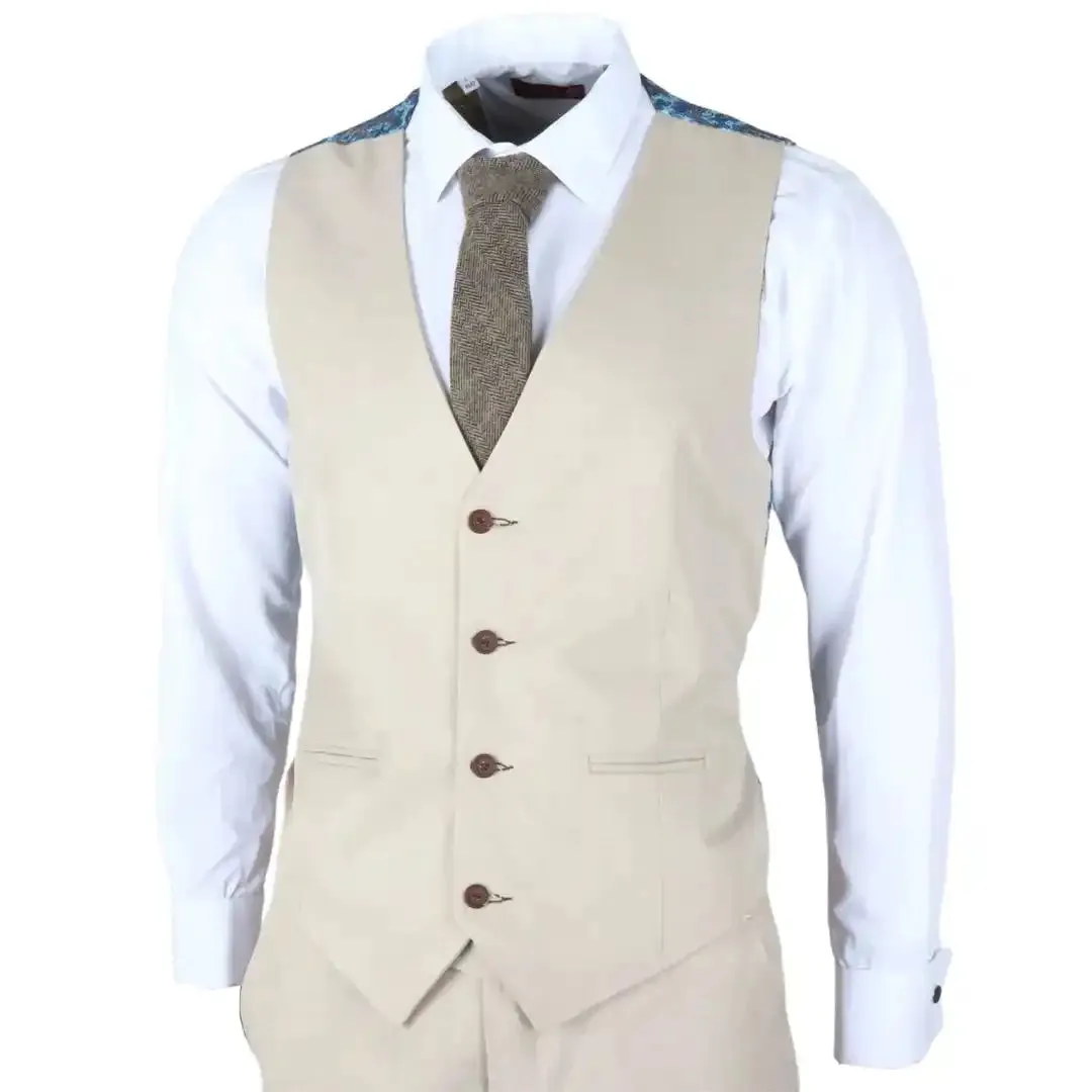 IM04 - Men's Beige 3 Piece Tailored Fit Wedding Suit sold by Cargo product image thumbnail 5