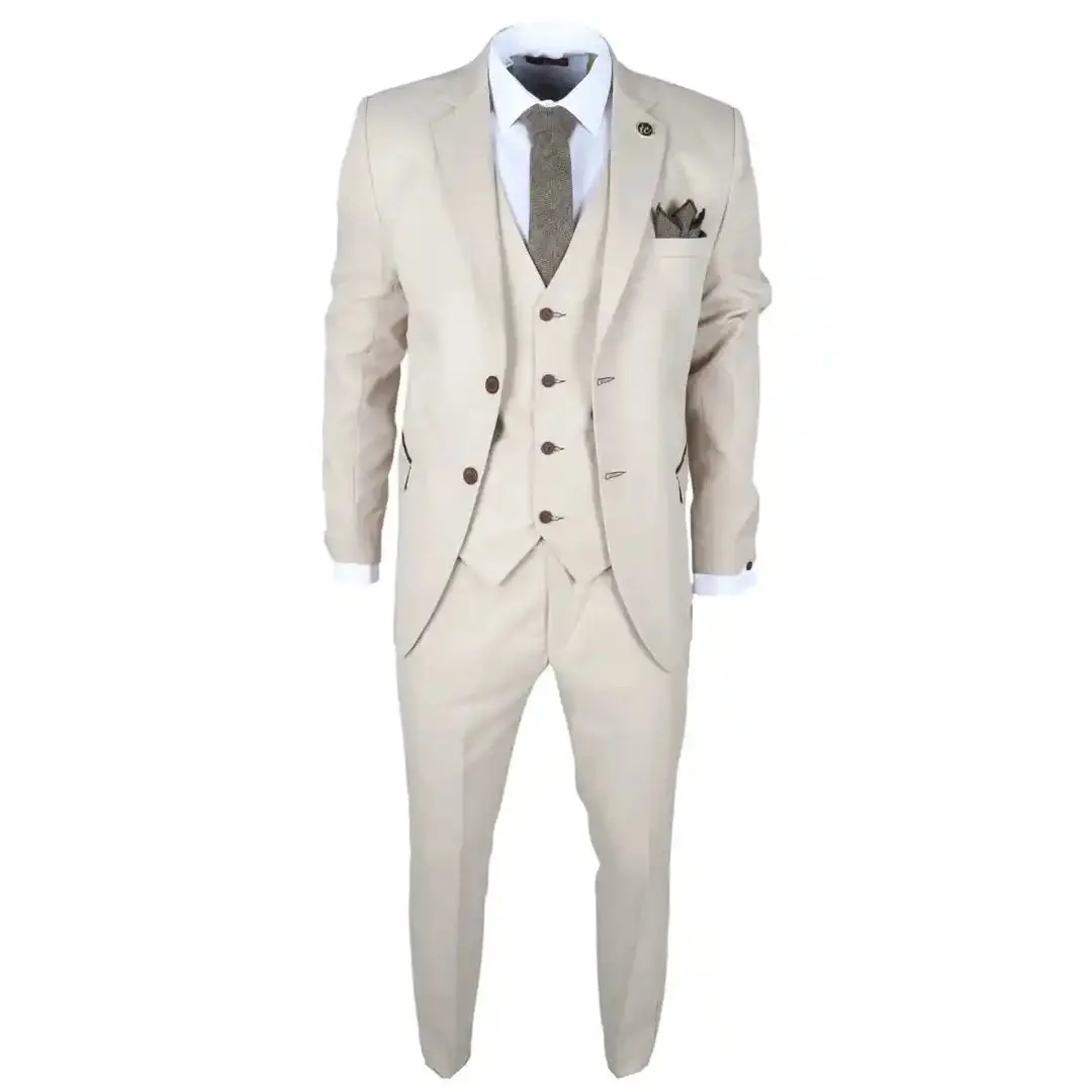 IM04 - Men's Beige 3 Piece Tailored Fit Wedding Suit sold by Cargo product image thumbnail 2