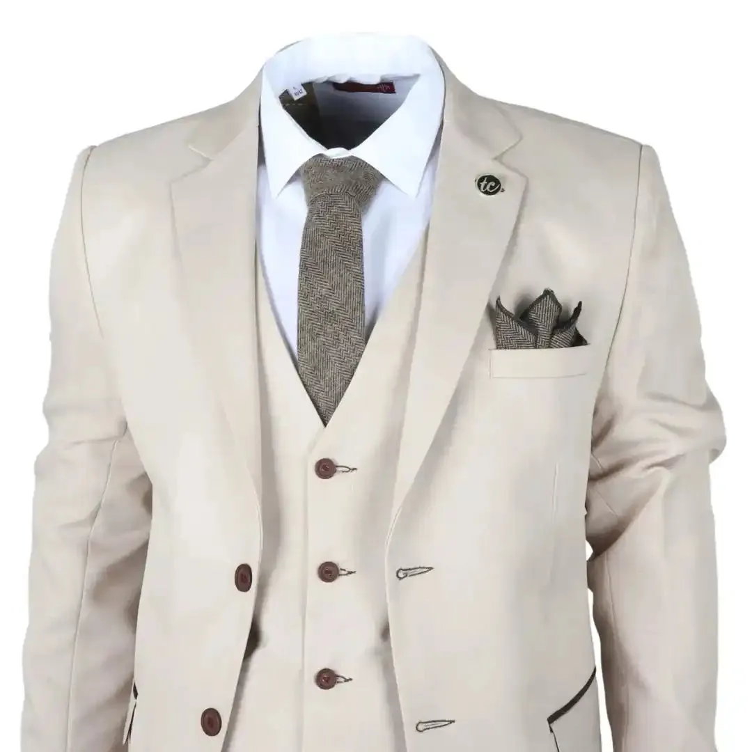 IM04 - Men's Beige 3 Piece Tailored Fit Wedding Suit sold by Cargo product image thumbnail 3