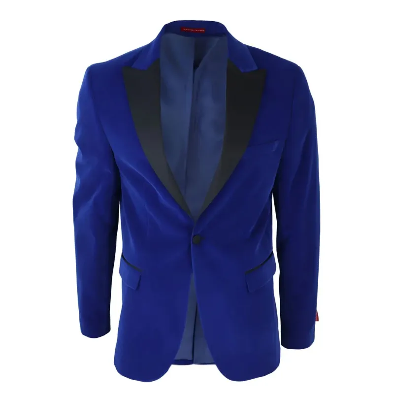 Men's Royal Blue Velvet Tux Blazer Satin Lapels Dinner Wedding Prom Black Tie made by Tru Clothing