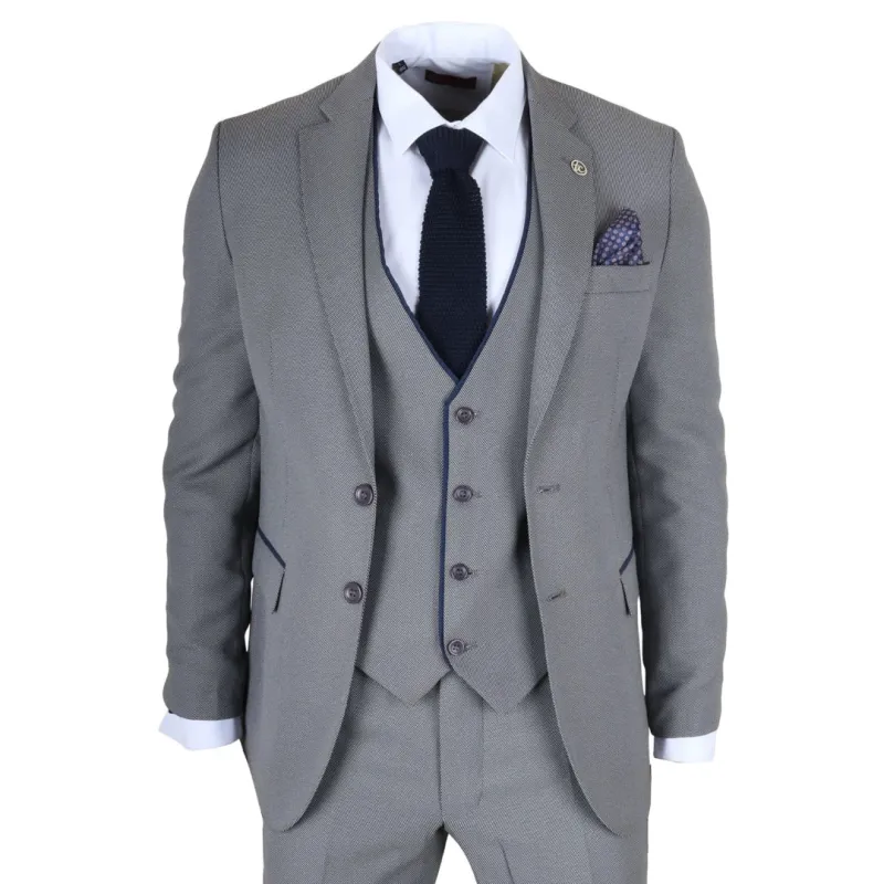 IM47 - Men's 3 Piece Grey Tailored Fit Suit made by Tru Clothing