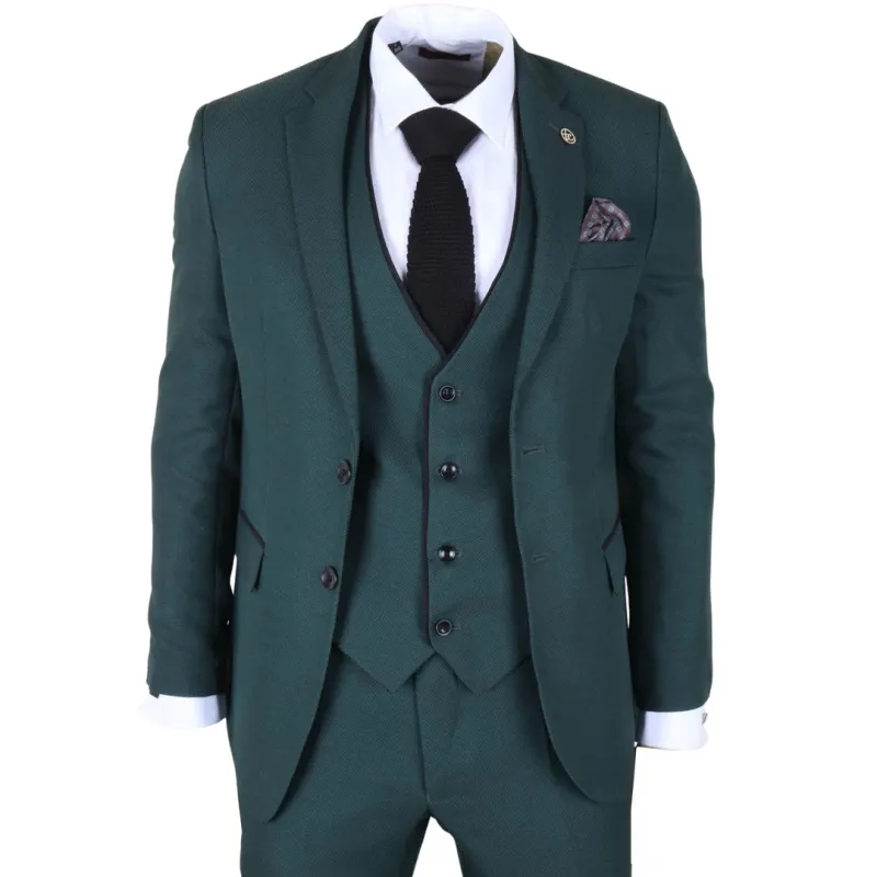 IM46 - Men's 3 Piece Green Tailored Fit Suit made by Tru Clothing