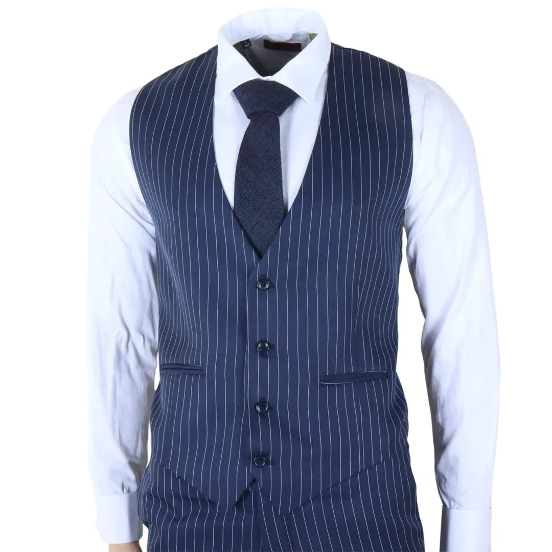 IM43 - Men's Classic Pinstripe 3 Piece Navy Blue Suit sold by Cargo product image thumbnail 5
