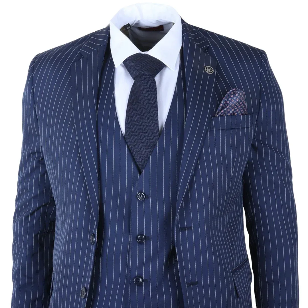IM43 - Men's Classic Pinstripe 3 Piece Navy Blue Suit sold by Cargo product image thumbnail 4
