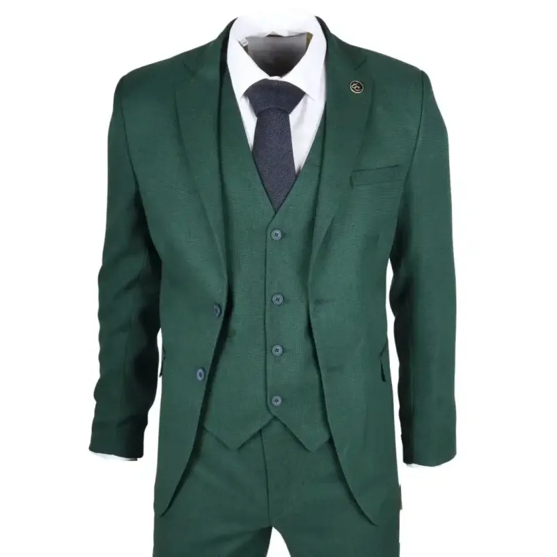 IM08 - Men's 3 Piece Green Classic Suit made by Tru Clothing