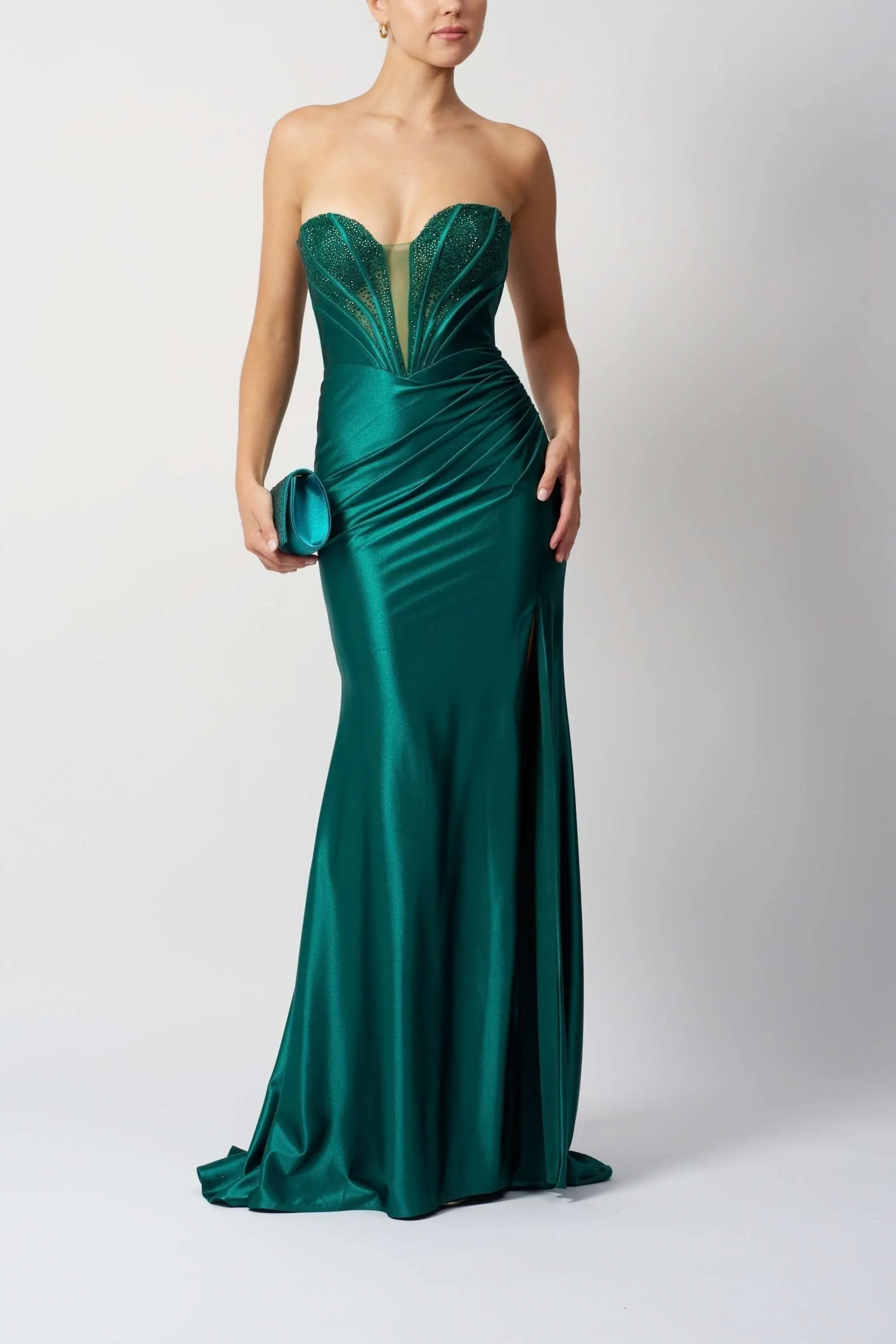 Mascara MC113443 Forest Green Strapless Plunge Prom Dress sold by Cargo