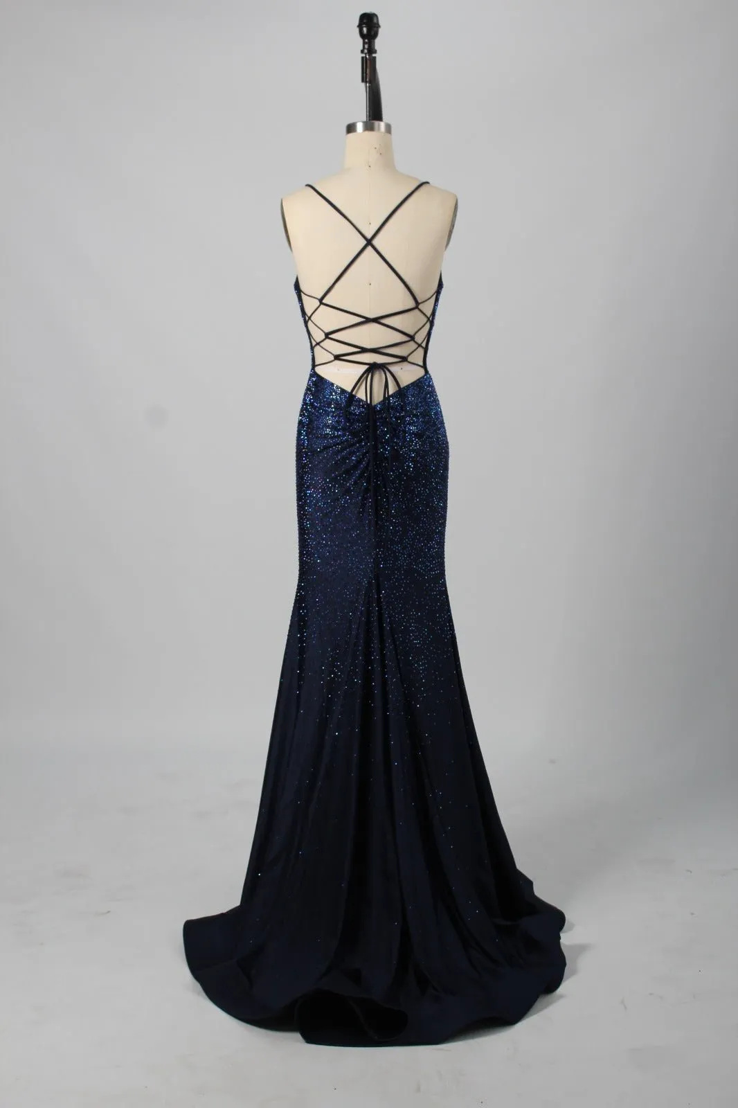 Poppy Navy Rhinestone Long Prom Dress sold by Cargo product image thumbnail 2