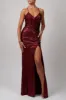 Wine sequin strap low back dress MC186119 sold by Cargo
