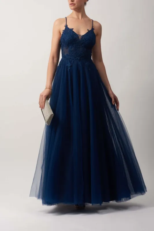 Navy Tulle prom dress Mascara MC18108 sold by Cargo